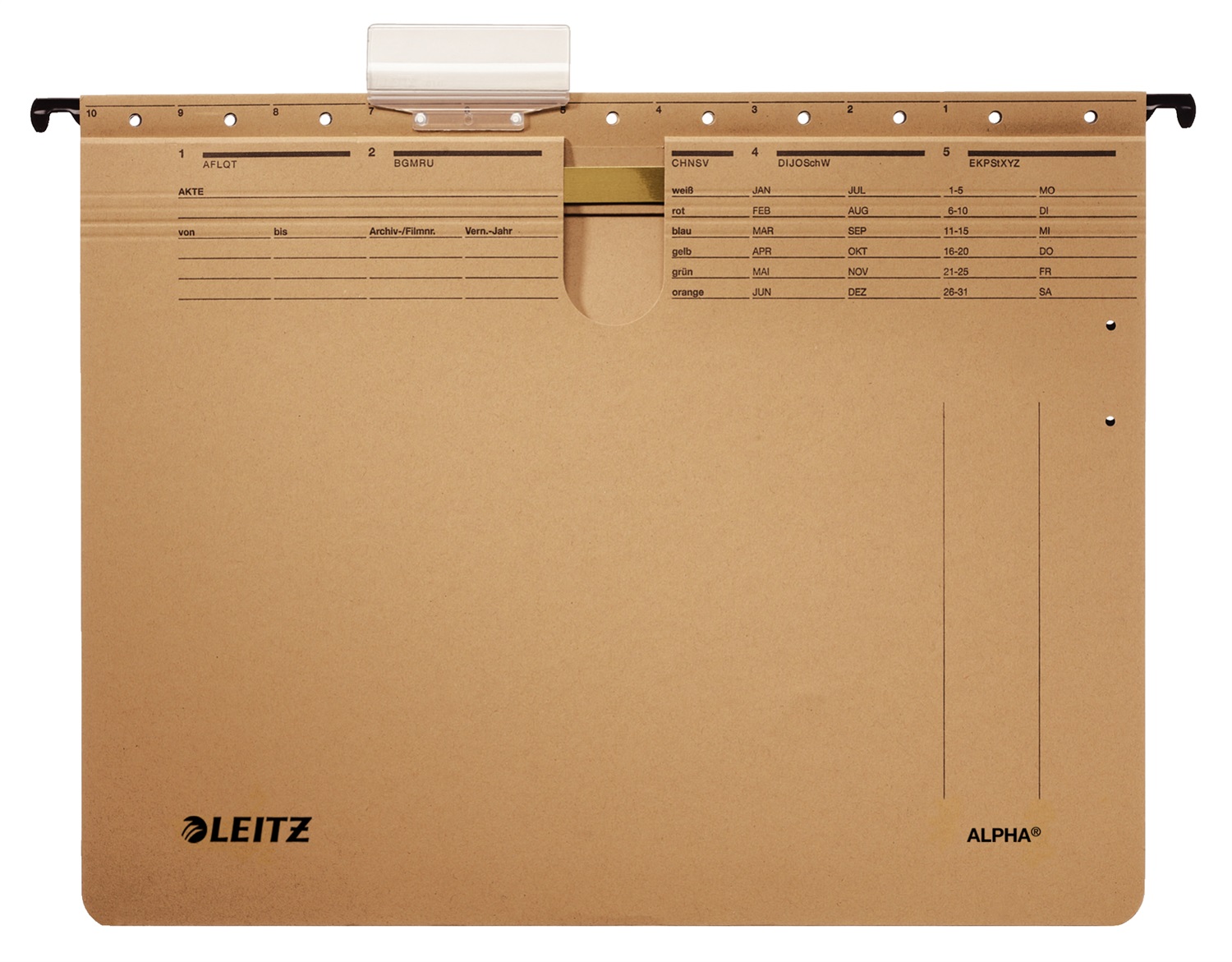 Leitz ALPHA Cartella Sospesa A4 in Cartoncino Riciclato con Pressino e Portacartellino - Confezione da 25 o 50 pz.