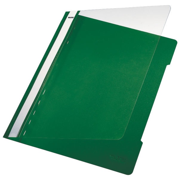 Leitz Cartellina A4 Verde in PVC con Clip e Copertina Trasparente