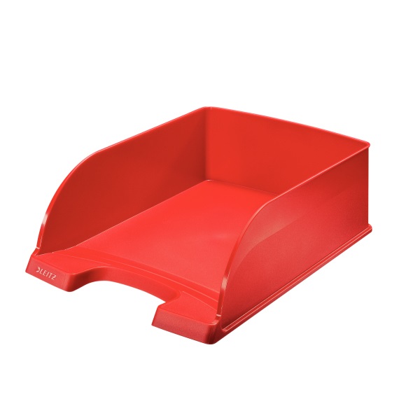 Leitz Vaschetta Portacorrispondenza Plus Jumbo A4 in Polistirolo Rosso - 255x360x103 mm, Impilabile, Capacità Extra