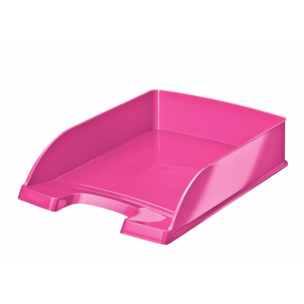 Leitz Vaschetta Portacorrispondenza WOW A4 Rosa Metallizzato in Polistirolo - Dimensioni 25,5 x 35,7 x 7 cm