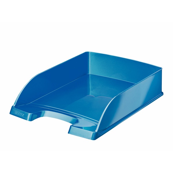 Leitz WOW Vaschetta Portacorrispondenza A4 in Polistirolo Azzurro Metallizzato - 25,5 x 35,7 x 7 cm