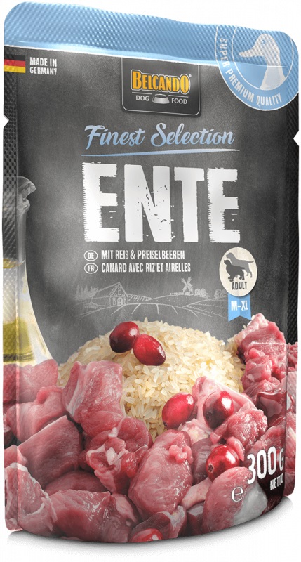 BELCANDO Cibo Umido per Cani con Anatra, Riso e Mirtilli Rossi - 300g