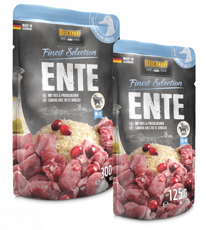 BELCANDO Cibo Umido per Cani con Anatra, Riso e Mirtilli Rossi - 300g