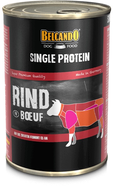 Belcando Single Protein Cibo Umido per Cani al Manzo - 400 g, Alimento Completo per Cani con Allergie Alimentari