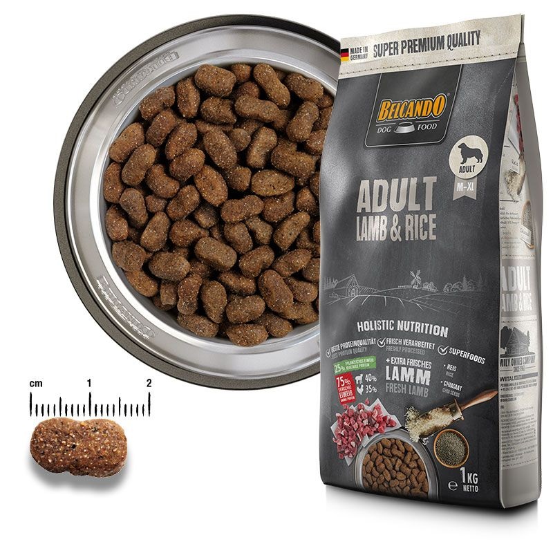 BELCANDO Adult Lamb & Rice 4 kg - Cibo secco per cani adulti sensibili, facilmente digeribile con agnello e riso
