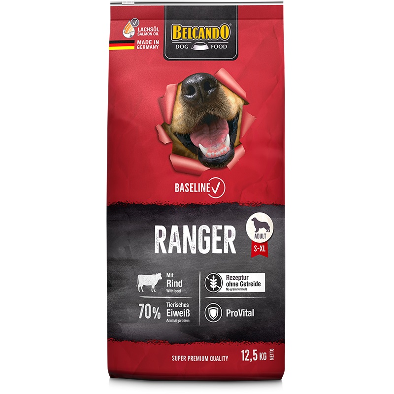 BELCANDO Baseline Ranger Cibo Secco per Cani Adulti 12,5 kg - Formula Senza Cereali con Manzo e Patate