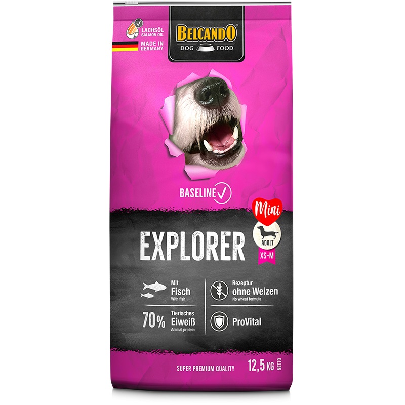 BELCANDO Baseline Explorer Cibo Secco per Cani Adulti 12,5 kg - Con Pesce, Senza Frumento e Glutine, Alta Qualità Made in Germany