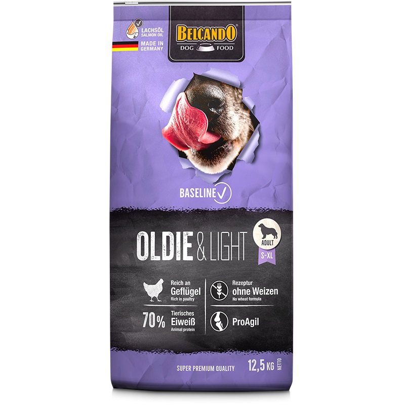 Belcando Baseline Oldie & Light Cibo Secco per Cani 12,5 kg - Ideale per Cani Adulti Poco Attivi o Anziani
