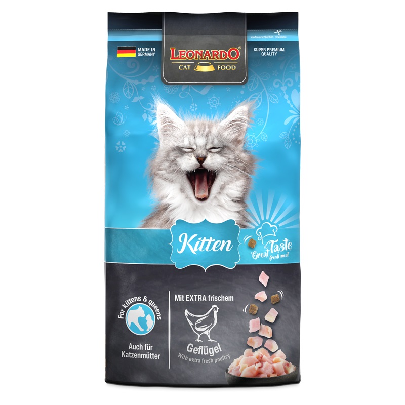 LEONARDO Kitten Cibo Secco per Gattini con Pollo Fresco e Omega-3, 1,8 kg