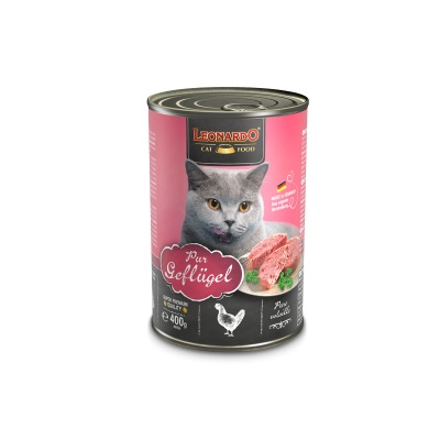 LEONARDO Alimento Umido per Gatti al Pollame - Senza Cereali e Glutine, 400 g