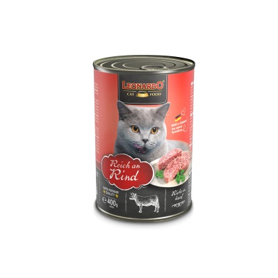 LEONARDO Cibo Umido per Gatti Adulti con Carne Fresca di Manzo - 2,4 kg