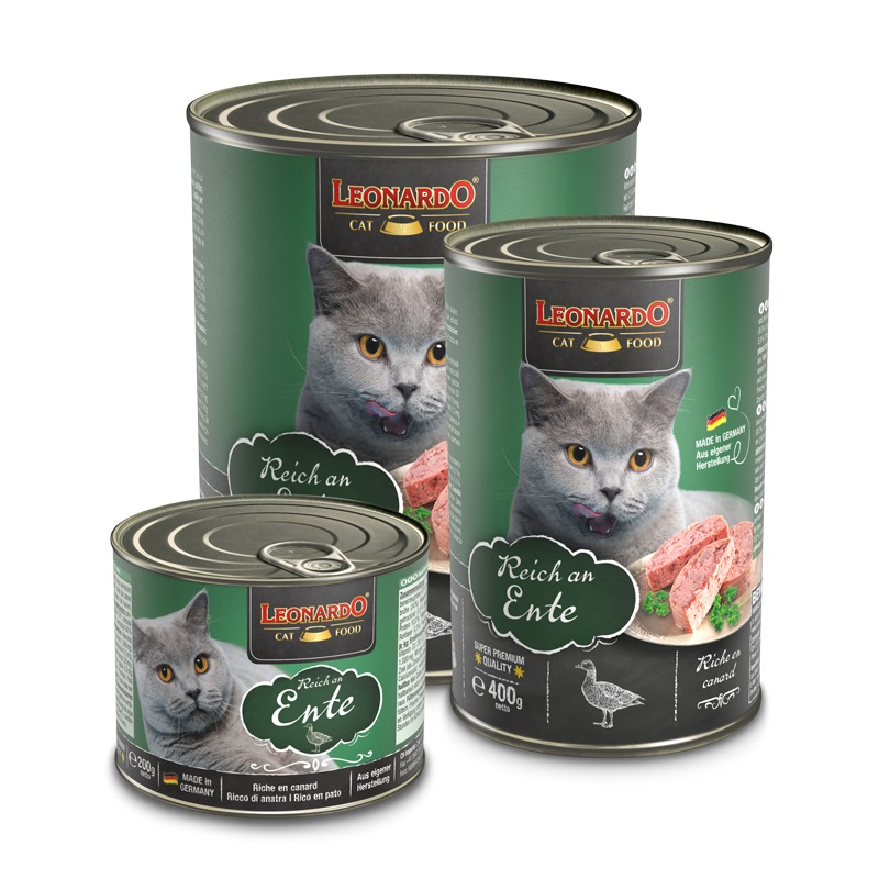 LEONARDO Cibo Umido per Gatti All Meat Ricco di Anatra 400 g - Senza Cereali e Glutine