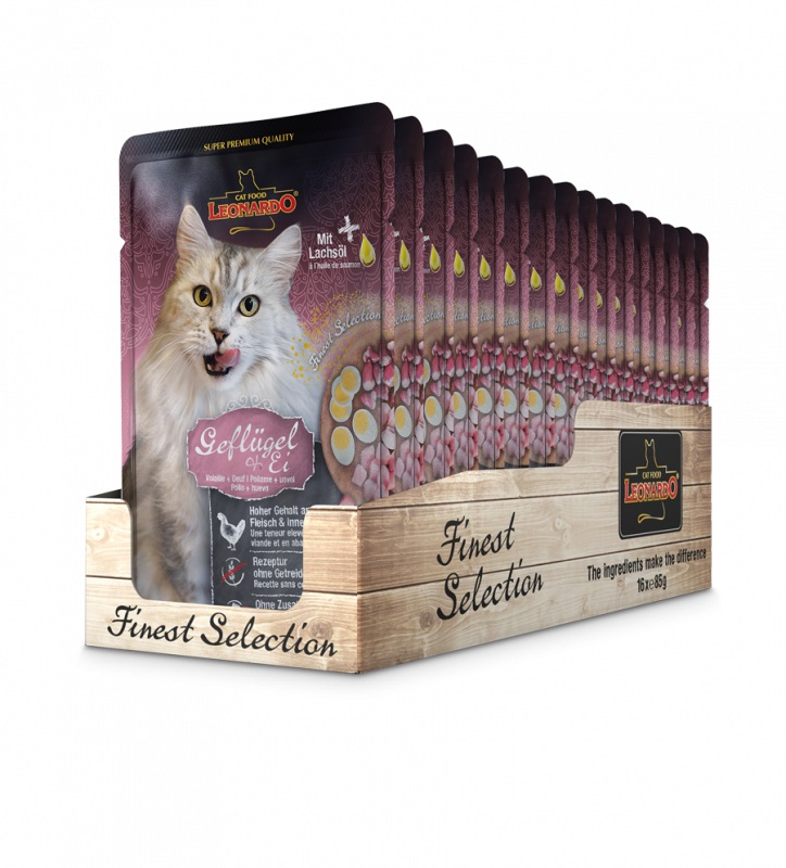 Leonardo Finest Selection Cibo Umido per Gatti - Pollame & Uovo 85 g