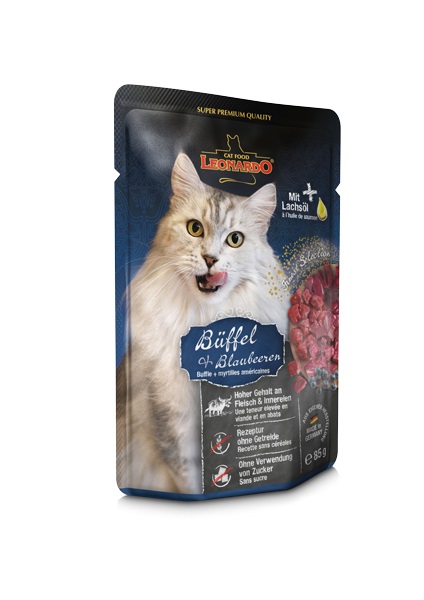 Leonardo Bufalo e Mirtilli - Cibo Umido Completo per Gatti Adulto 85g, Senza Cereali e Glutine