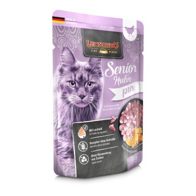 Leonardo Senior Cibo Umido per Gatti - Pura Carne di Pollo 85g, Facile da Digerire e Ricco di Nutrienti