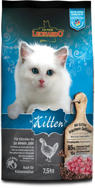 Leonardo Kitten 7,5 kg - Cibo secco completo per gattini fino a 1 anno, piccole crocchette facilmente digeribili