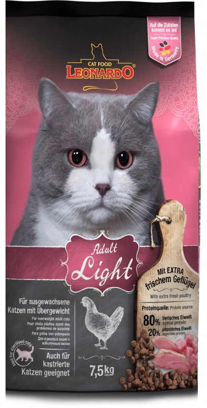 LEONARDO Adult Light Cibo Secco per Gatti 7,5 kg - Alimento Dietetico per Gatti Adulti in Sovrappeso e Sterilizzati