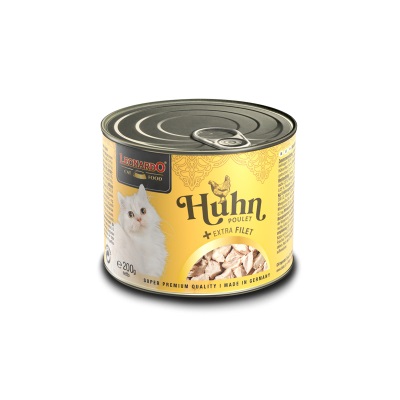 LEONARDO Cibo Umido per Gatti Pollo con Filetto Extra 200 g - Senza Cereali, Alto Contenuto di Carne