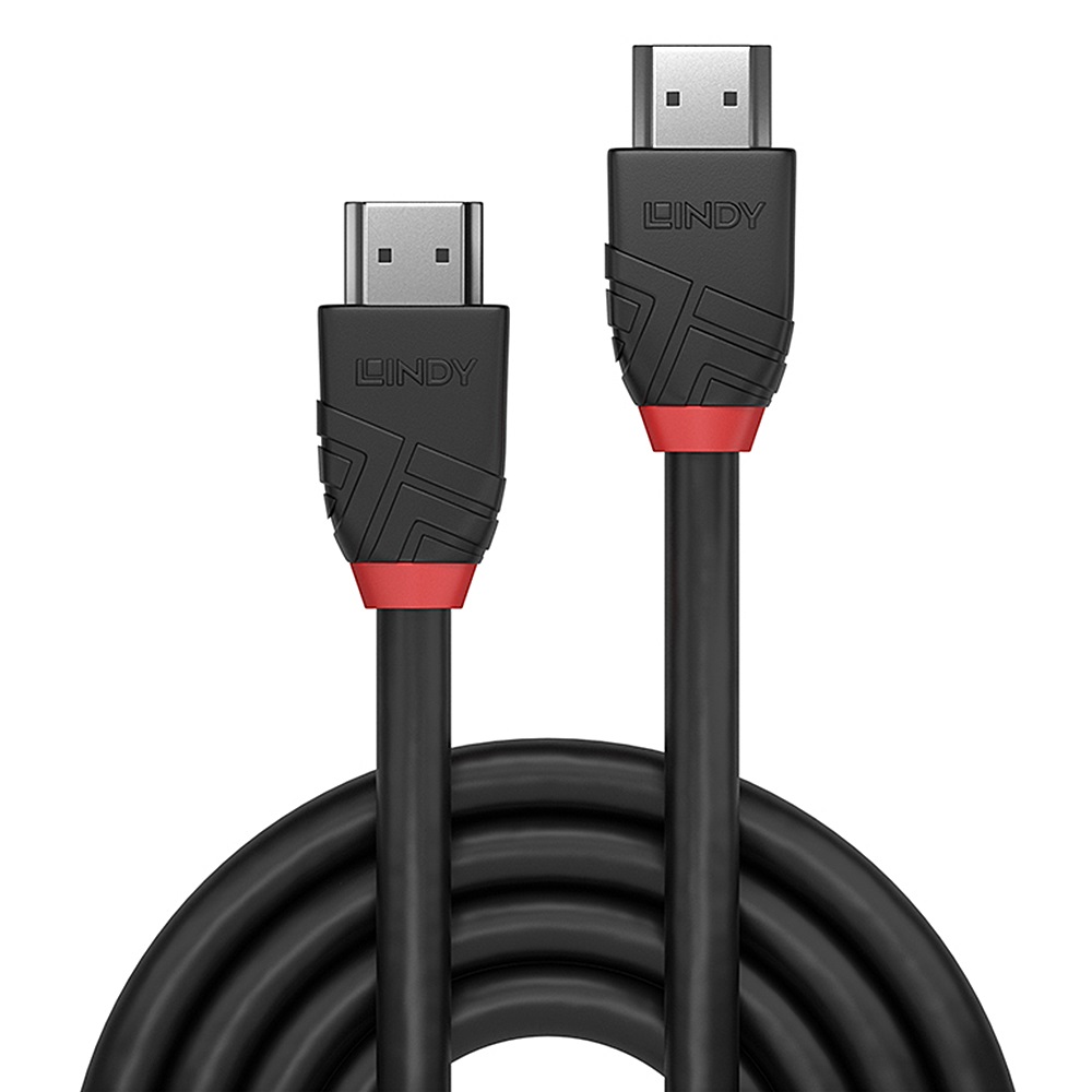 Lindy Cavo HDMI 2.0 High Speed Black Line 2m - 4K@60Hz, 18G, HDMI tipo A, Compatibile con TV, PC, Xbox, PS5