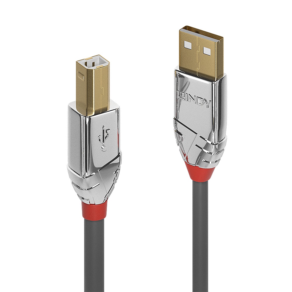 Lindy Cavo USB 2.0 Tipo A a B Cromo Line, 3m, Velocità fino a 480 Mbps, Connettori Placcati Oro