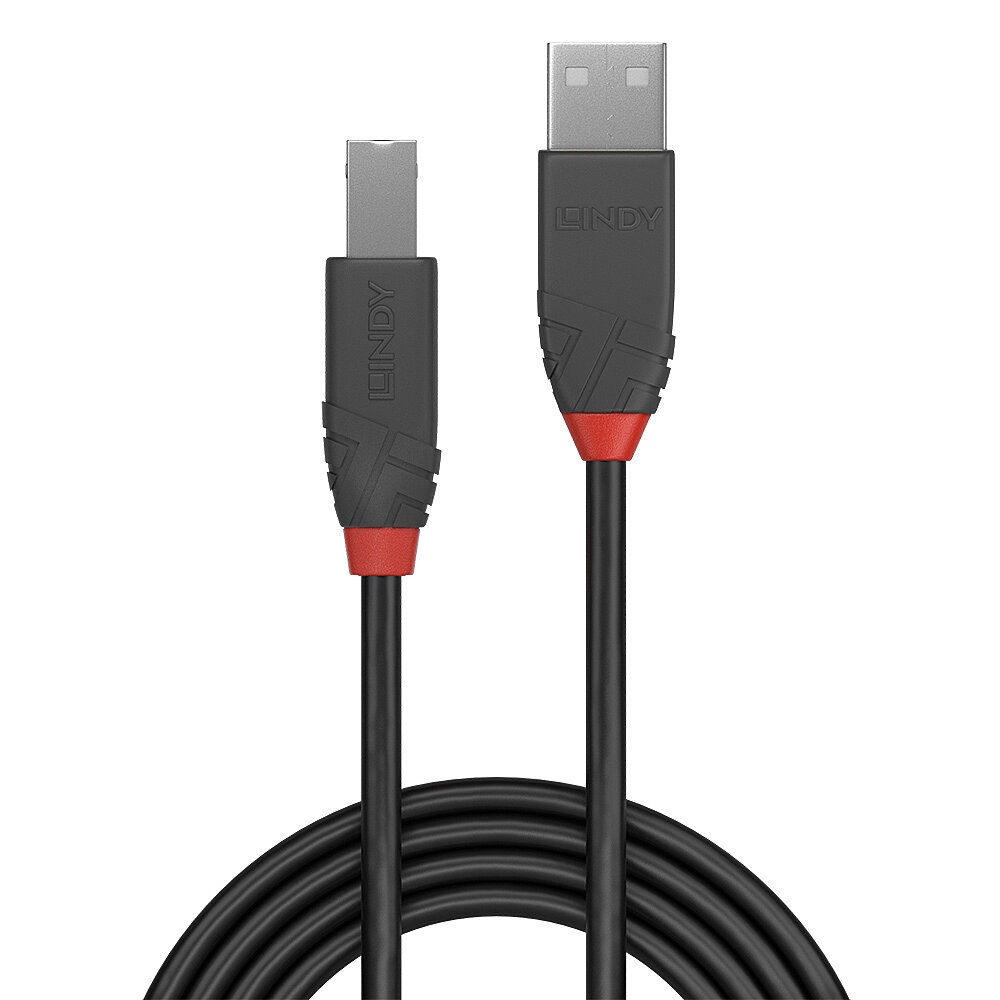 LINDY Cavo USB 2.0 Tipo A a Tipo B 7,5 m - Velocità di Trasferimento Fino a 480 Mbps, Nero