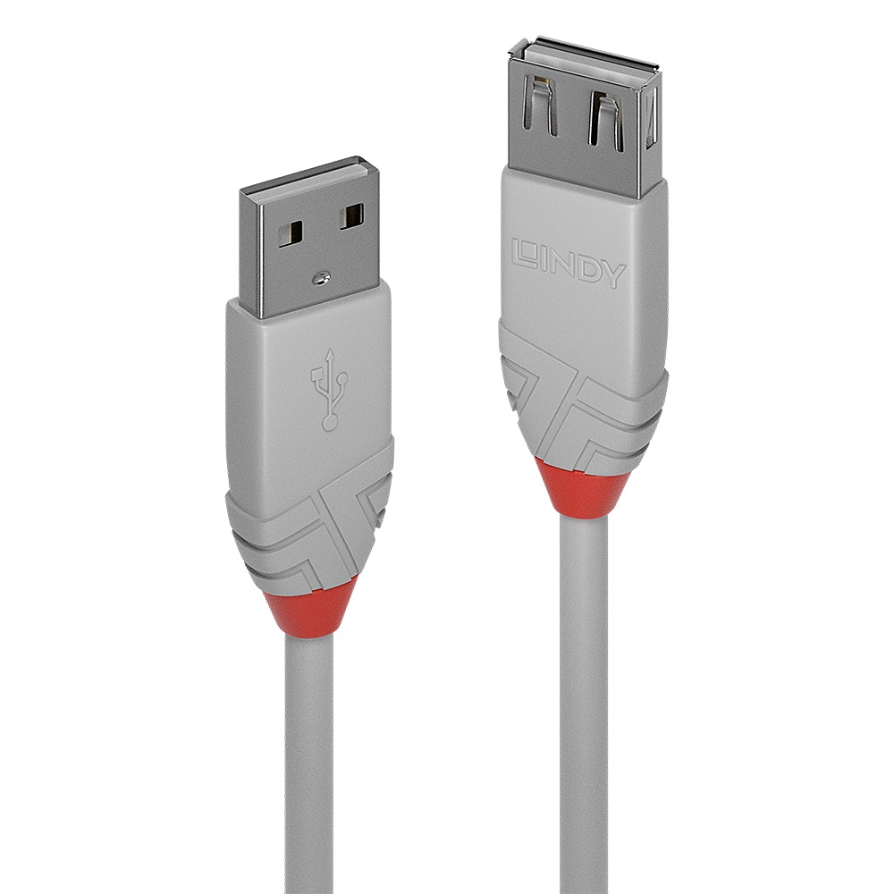 Lindy Prolunga USB 2.0 Tipo A Anthra Line 1 m Grigio - USB A Maschio a Femmina, 480 Mbit/s