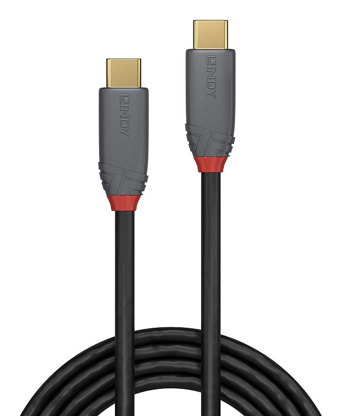 Lindy 36902 Cavo USB-C 3.2 a USB-C, 1,5 m, 20 Gbit/s, 5A, Anthra Line, Nero e Grigio
