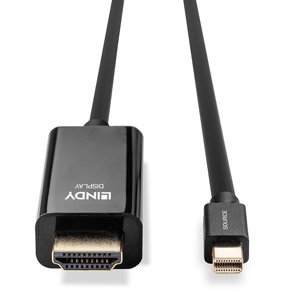 Lindy 36927 Cavo Mini DisplayPort a HDMI 4K30, 2m, Nero - Maschio a Maschio, Risoluzione 3840 x 2160 Pixel
