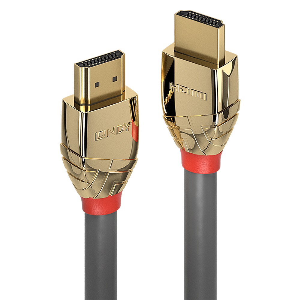 Lindy 37864 Cavo HDMI ad Alta Velocità 5 m Tipo A Maschio Oro, Grigio - Risoluzione 4096 x 2160 Pixel
