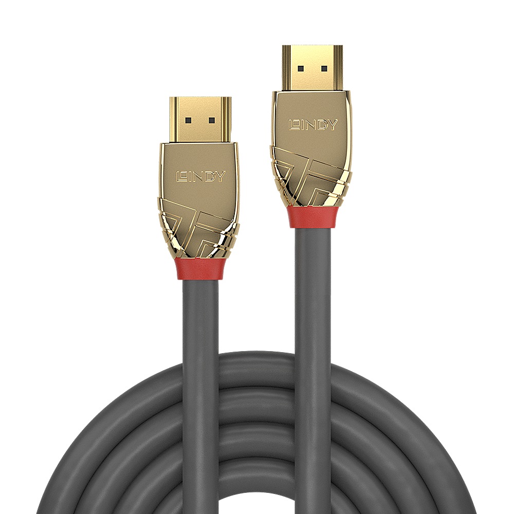 Lindy 37864 Cavo HDMI ad Alta Velocità 5 m Tipo A Maschio Oro, Grigio - Risoluzione 4096 x 2160 Pixel