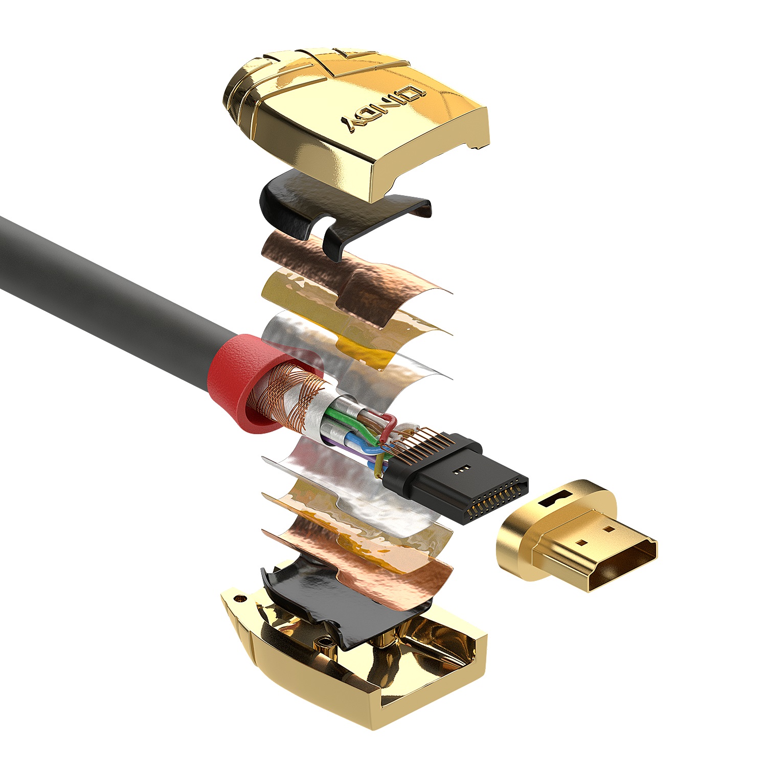 Lindy 37864 Cavo HDMI ad Alta Velocità 5 m Tipo A Maschio Oro, Grigio - Risoluzione 4096 x 2160 Pixel
