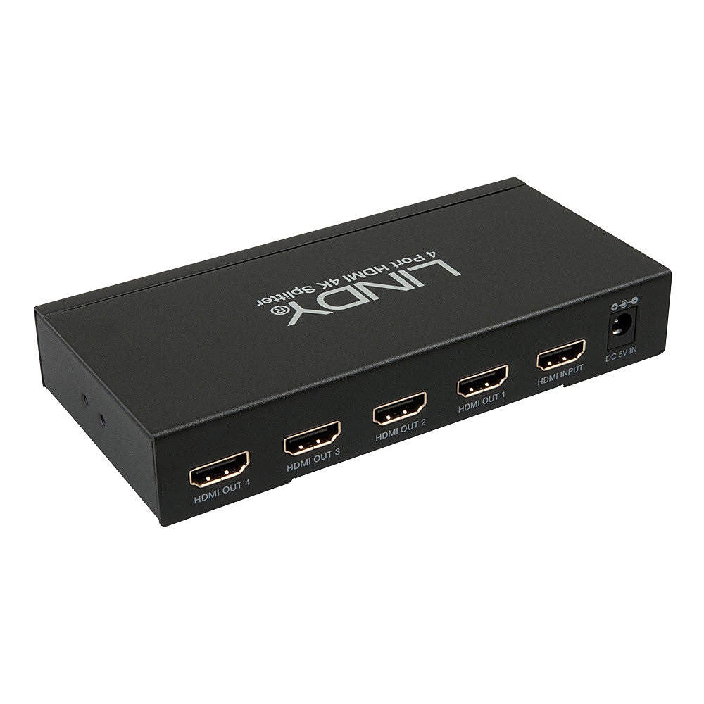 Lindy 38159 Splitter HDMI 4K 2160P30 3D, 4 Porte, Supporto Audio Multicanale e Gestione EDID