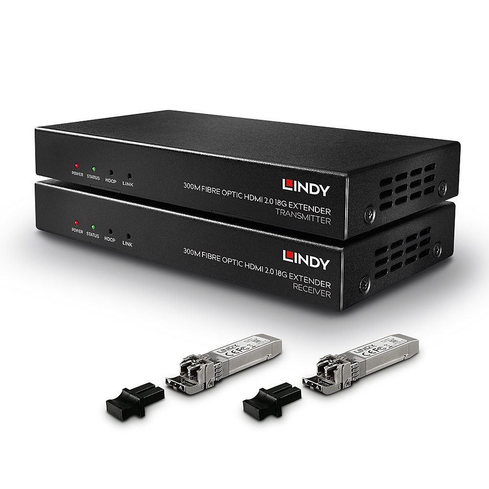 Lindy 38174 Moltiplicatore AV Trasmettitore e Ricevitore HDMI 4K 60Hz Nero - Distanza fino a 300m, Cablato, RS-232