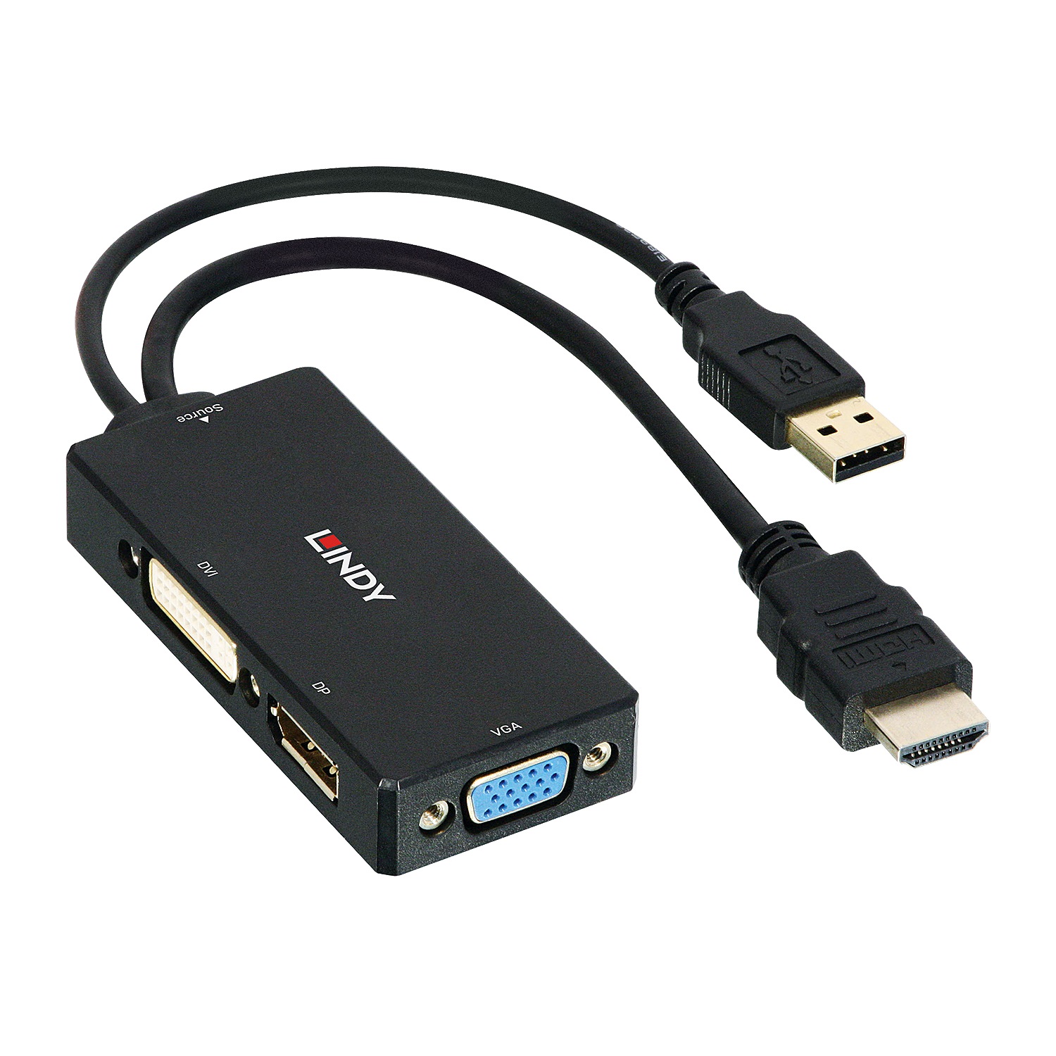 Lindy 38182 Converter HDMI a DisplayPort, DVI e VGA 0,15 m Nero