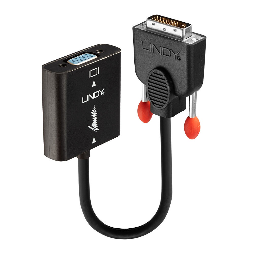 Lindy 38189 Adattatore DVI-D a VGA, Nero - Lunghezza 10 cm, Risoluzione fino a 1920 x 1200