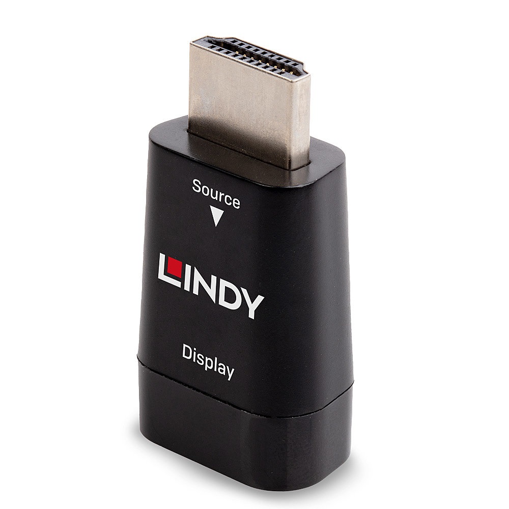 Lindy 38194 Adattatore Dongle HDMI Type A a VGA - Nero, Supporta risoluzioni fino a 1080p