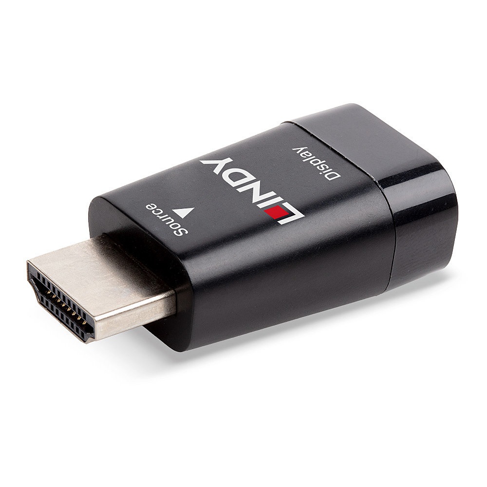 Lindy 38194 Adattatore Dongle HDMI Type A a VGA - Nero, Supporta risoluzioni fino a 1080p