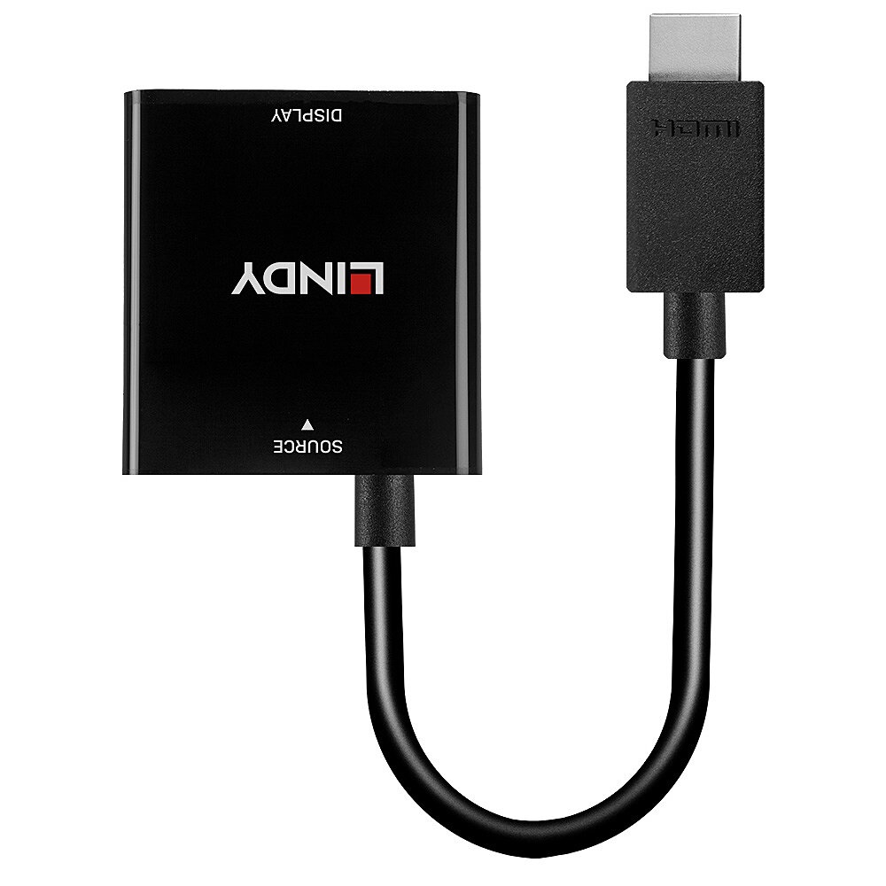 Lindy 38291 Adattatore HDMI a VGA 0,1 m - Nero, Maschio a Femmina, Supporta 1080p e 1920x1200