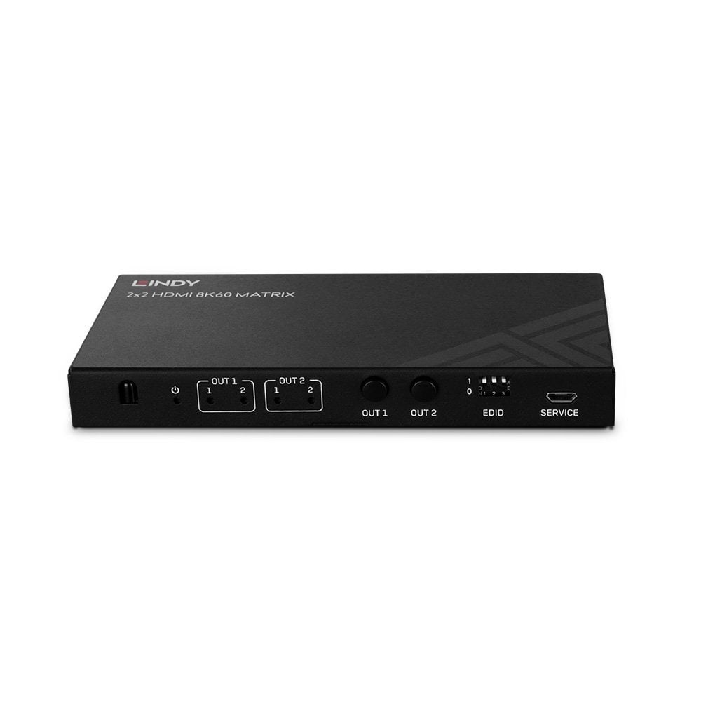 Lindy 38313 Commutatore a matrice 2x2 HDMI 8K60 con EDID Management e Telecomando - Nero