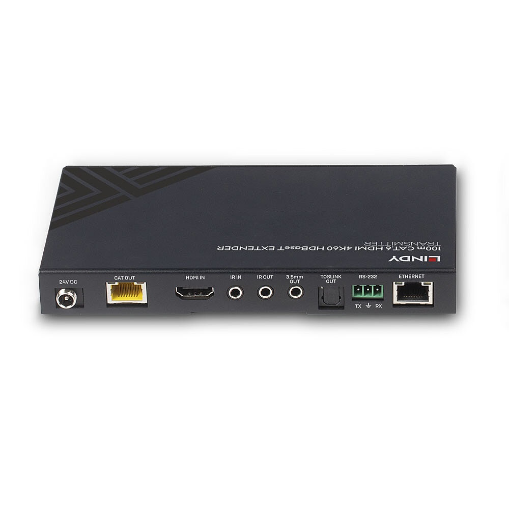 Lindy 38341 Trasmettitore AV HDBaseT Cat.6 4K60, Audio, IR & RS-232, Nero