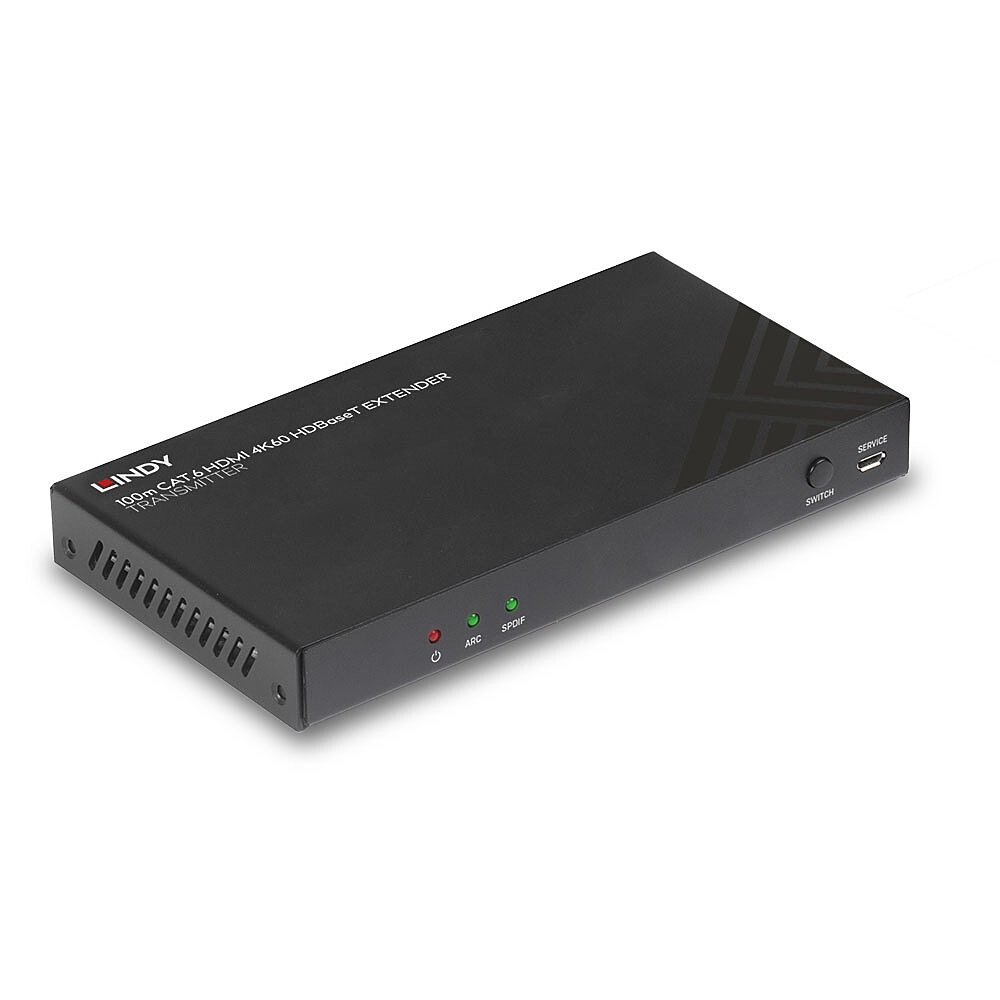 Lindy 38341 Trasmettitore AV HDBaseT Cat.6 4K60, Audio, IR & RS-232, Nero