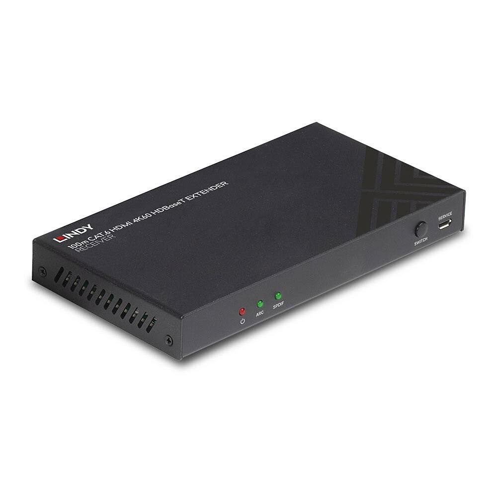 Lindy 38342 Ricevitore AV Cat.6 HDMI 4K60 Nero - HDBaseT fino a 100m con Audio, IR e RS-232