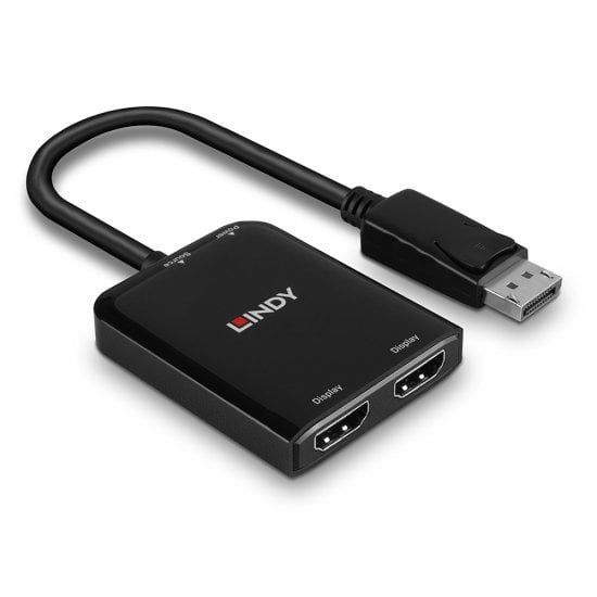 Lindy 38433 MST Hub DisplayPort a 2 porte HDMI - Supporto fino a 2 x 4K 30Hz e audio 7.1CH