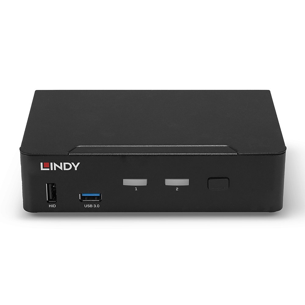 Lindy 39312 Switch KVM per Keyboard-Video-Mouse, 4K Ultra HD, Risoluzione 7680 x 4320 Pixel, Porte USB, Colore Nero, Scocca in Metallo