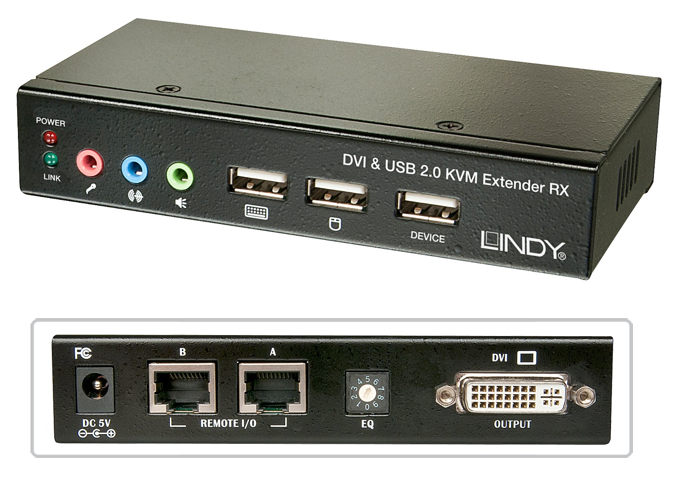 Lindy 39377 Extender KVM Cat.6 DVI USB Audio - Nero, 1920x1200, fino a 50m