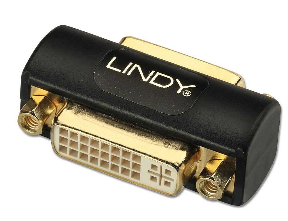 Lindy 41233 Adattatore Doppia Femmina DVI-I Dual Link Nero con Connettori Dorati