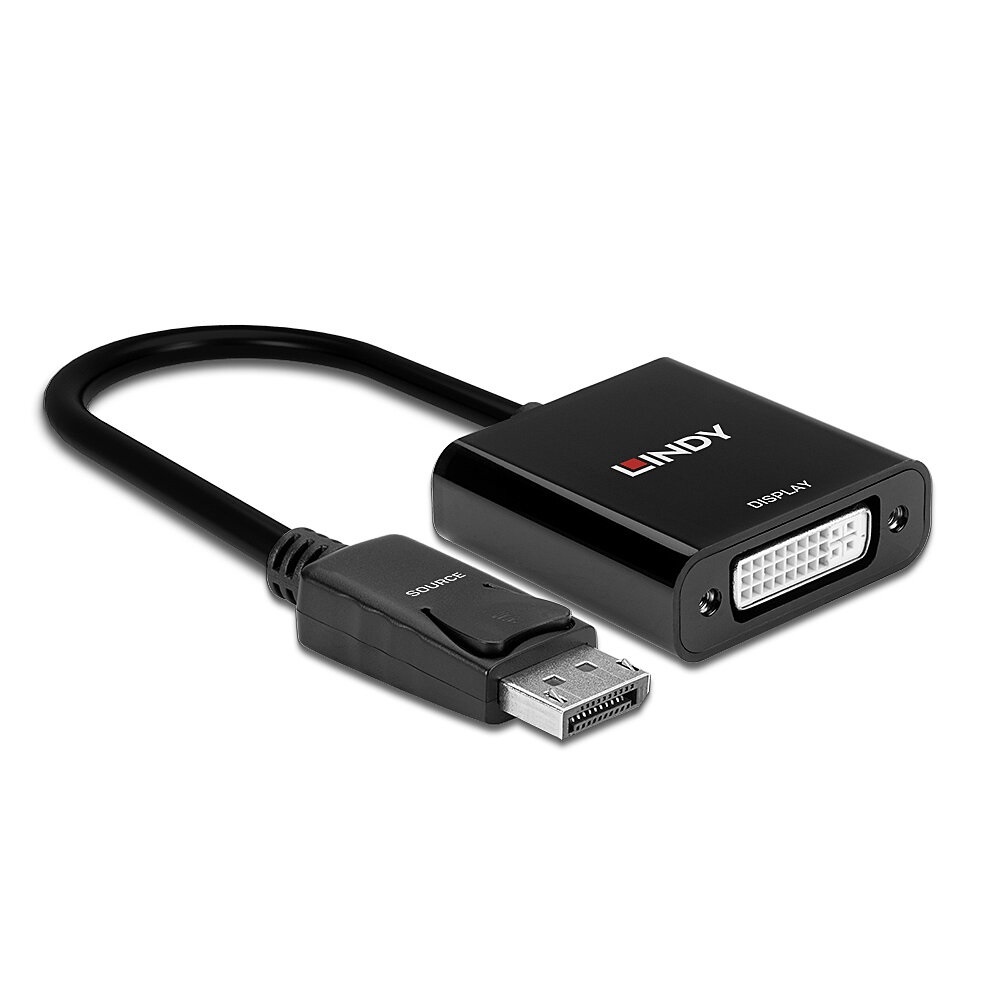 Lindy 41734 Adattatore DisplayPort a DVI-D Attivo, Nero, 17 cm
