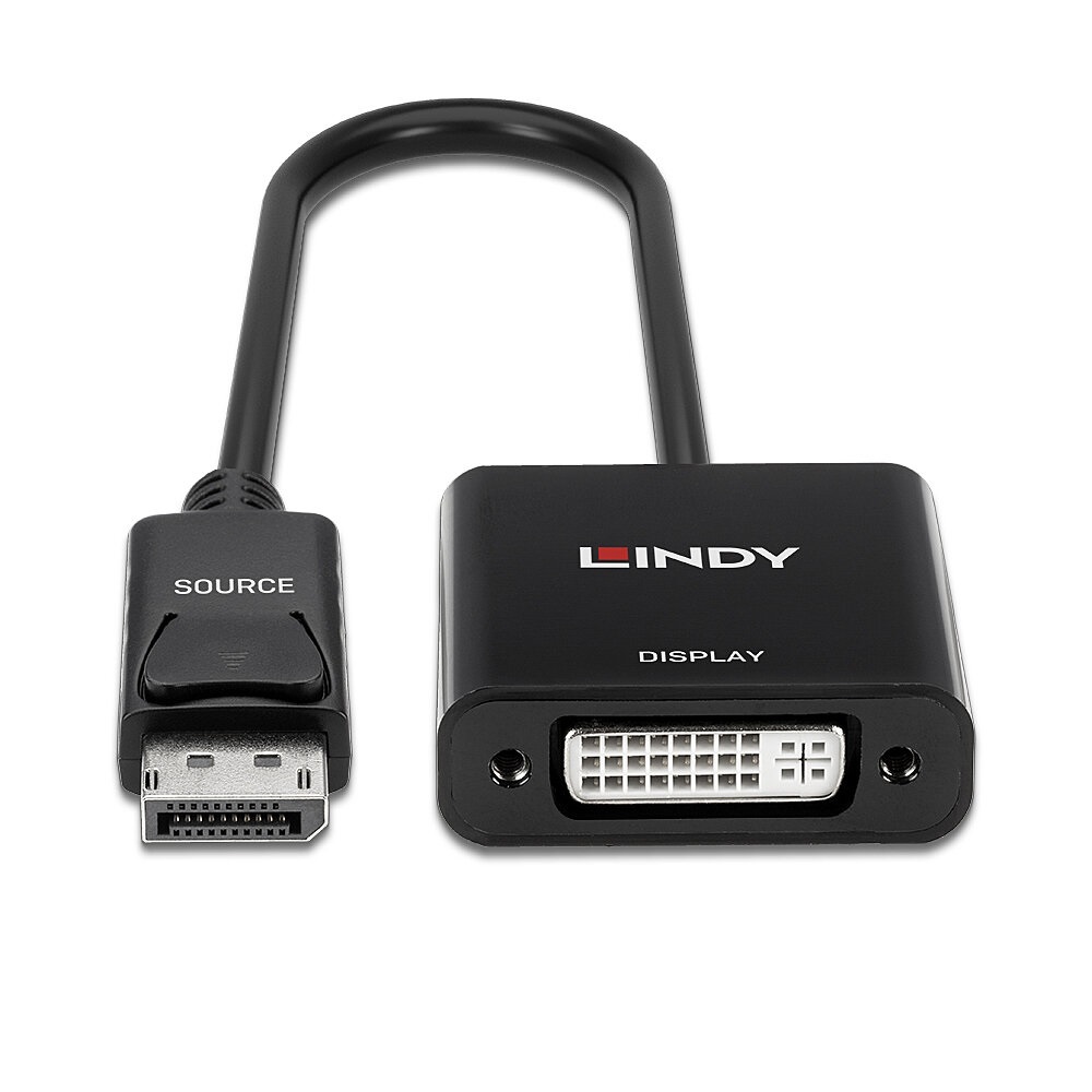 Lindy 41734 Adattatore DisplayPort a DVI-D Attivo, Nero, 17 cm