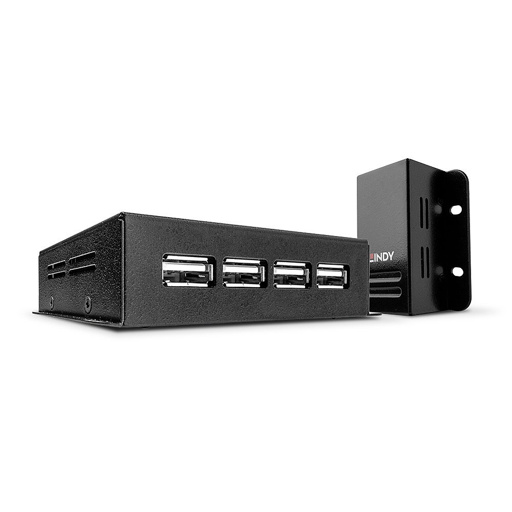 Lindy 42681 Extender USB 2.0 Cat.5 4 Porte, 50m - Nero con supporto PoE