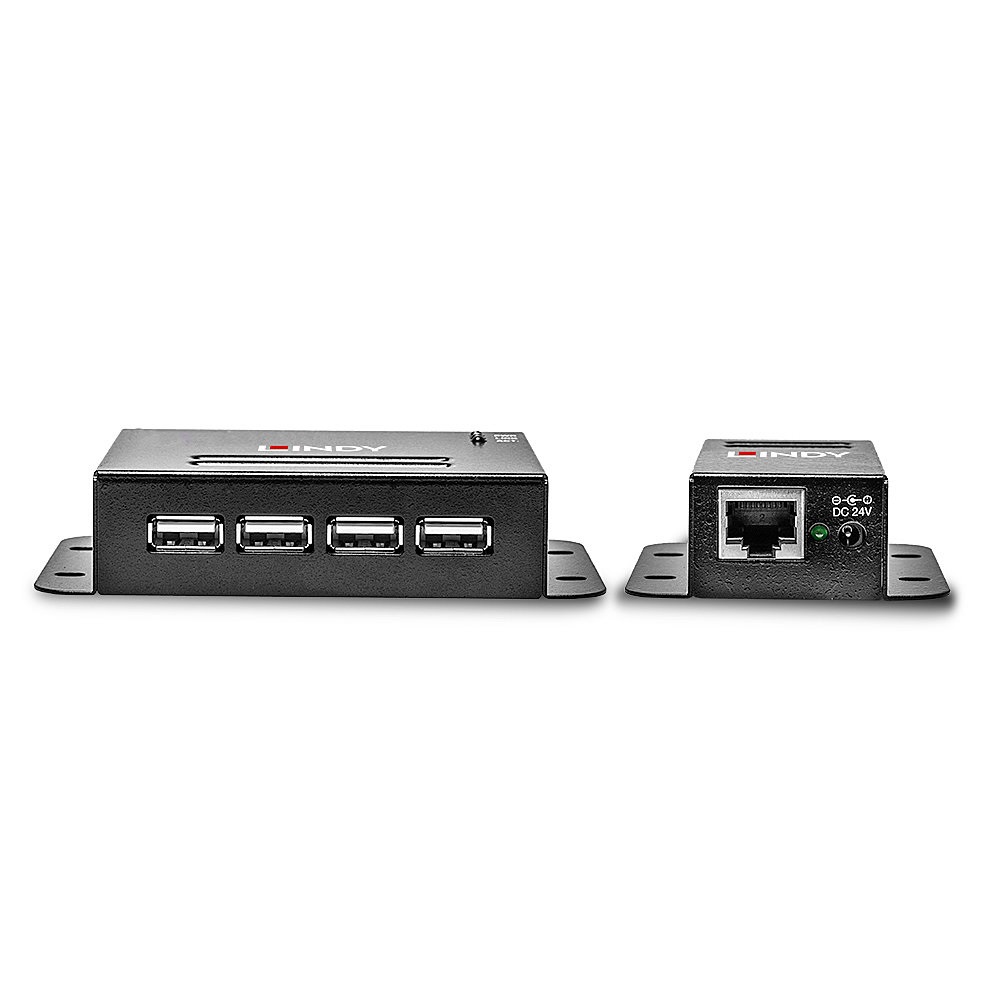 Lindy 42681 Extender USB 2.0 Cat.5 4 Porte, 50m - Nero con supporto PoE